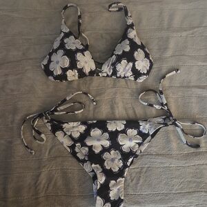 Billabong Black and White Floral Bikini